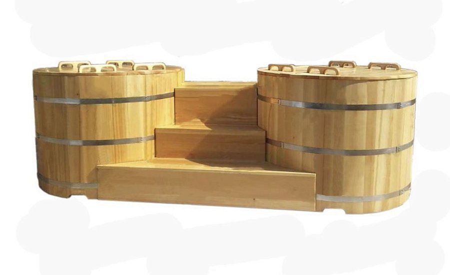 Купель угловая из кедра h120 / 130*130 / 4 см
