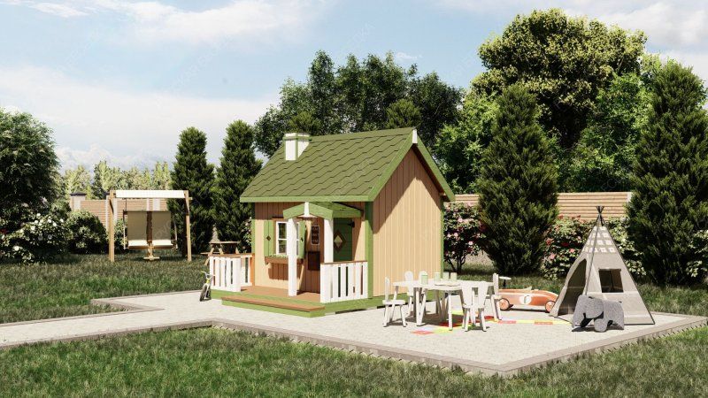 Детский домик Сказка с террасой
