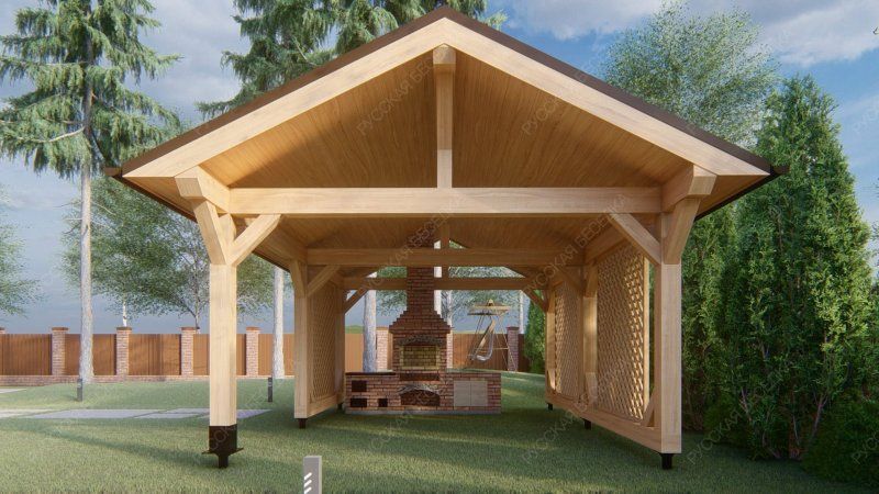 Мангальная беседка с камином ГАМБУР