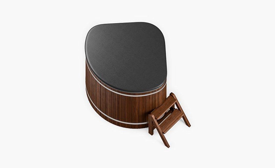 Композитная купель с отделкой из термодерева CORNER 130, дуб