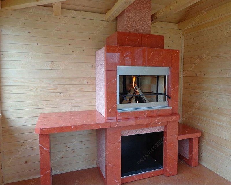 Мангал со столом консолью