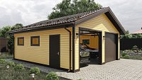 Двухскатный гараж с двумя въездами 7х8 Тюфанка