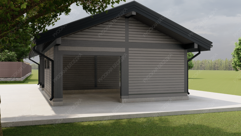 Навес для машин с хозблоком РАФ